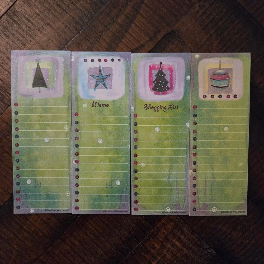 Vintage Scotts of Wisconsin Winter Squares Magnetic Notepads Set of 4 Christmas